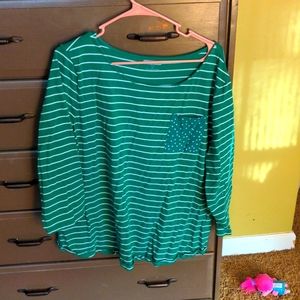 Talbot's stripe/polka dot long sleeve tee, 2X